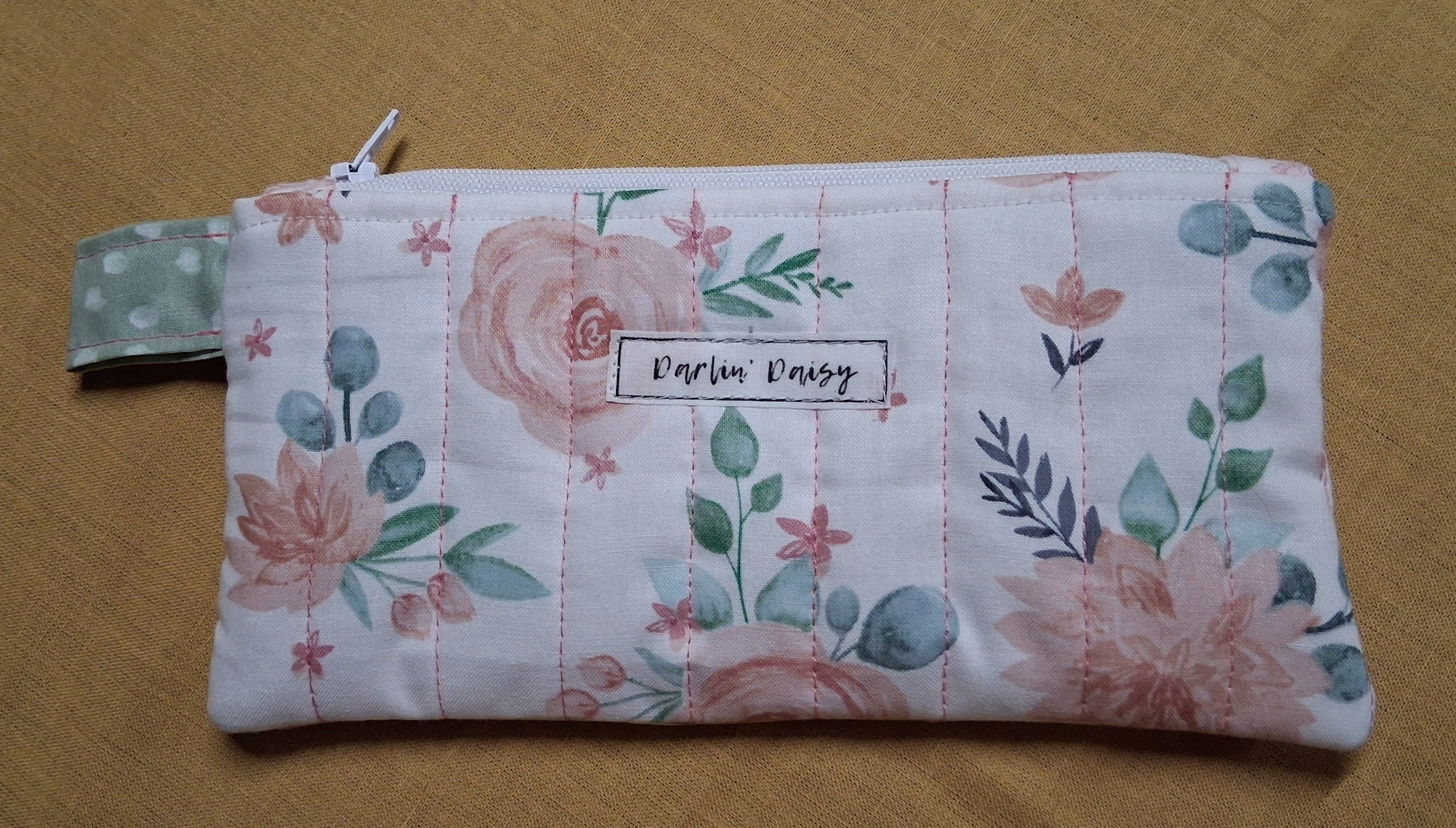 Blush Blossom Pencil Pouch (Green Lining)/ Pencil Organizer