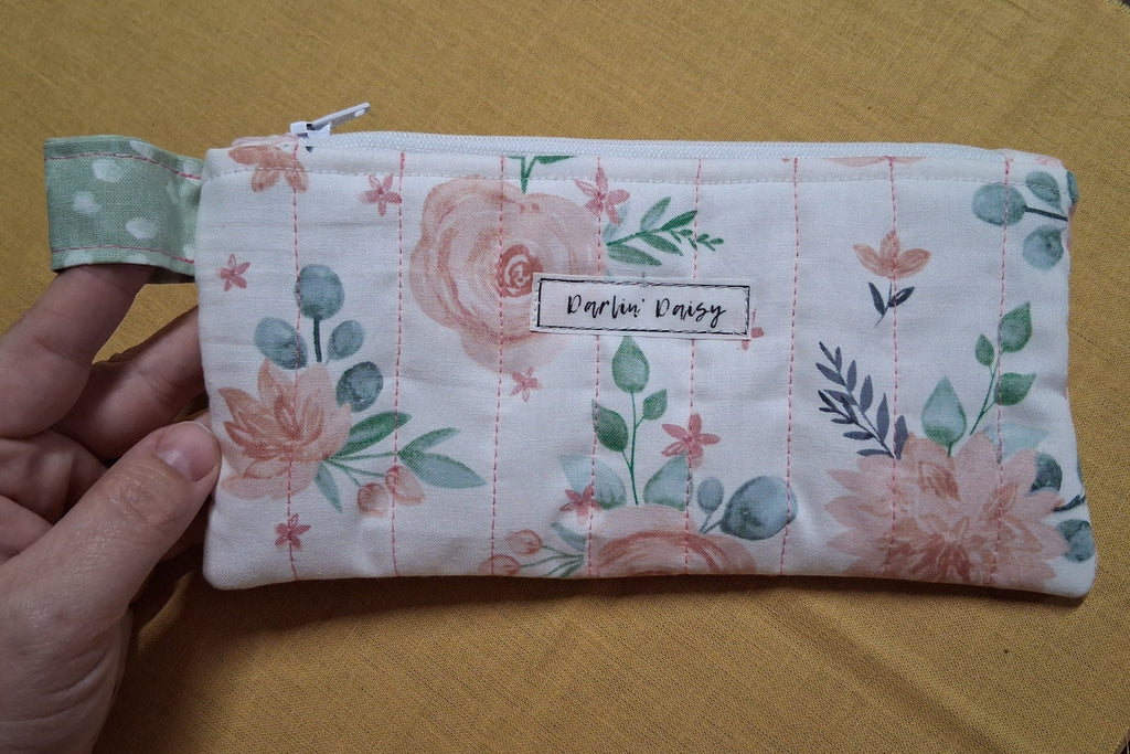 Blush Blossom Pencil Pouch (Green Lining)/ Pencil Organizer