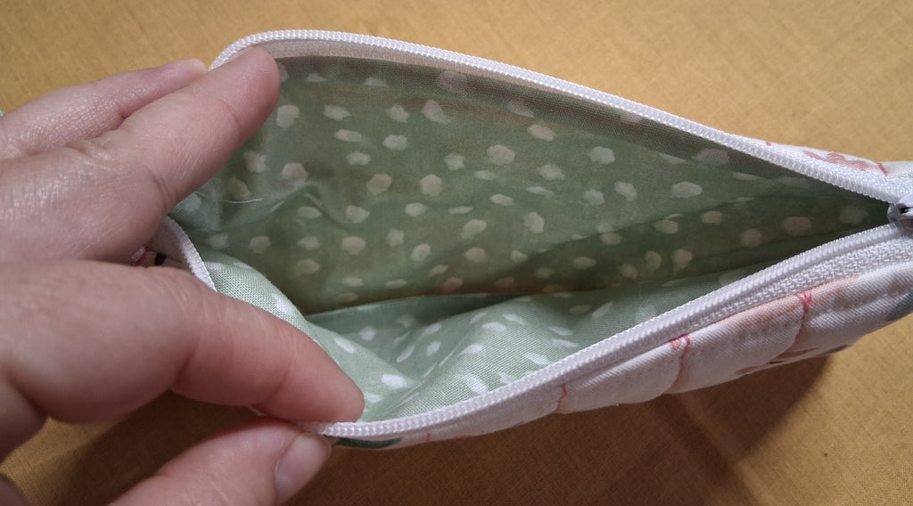 Blush Blossom Pencil Pouch (Green Lining)/ Pencil Organizer