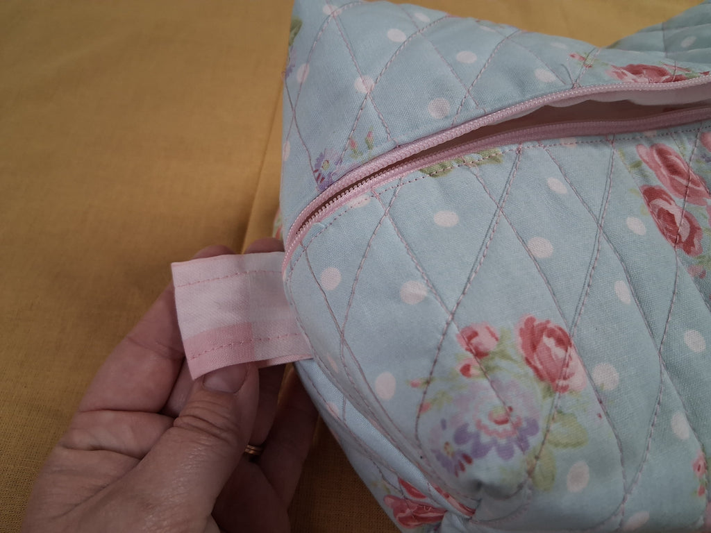 The Peony / Pink Gingham Cosmetic Bag / Large Make-up Bag