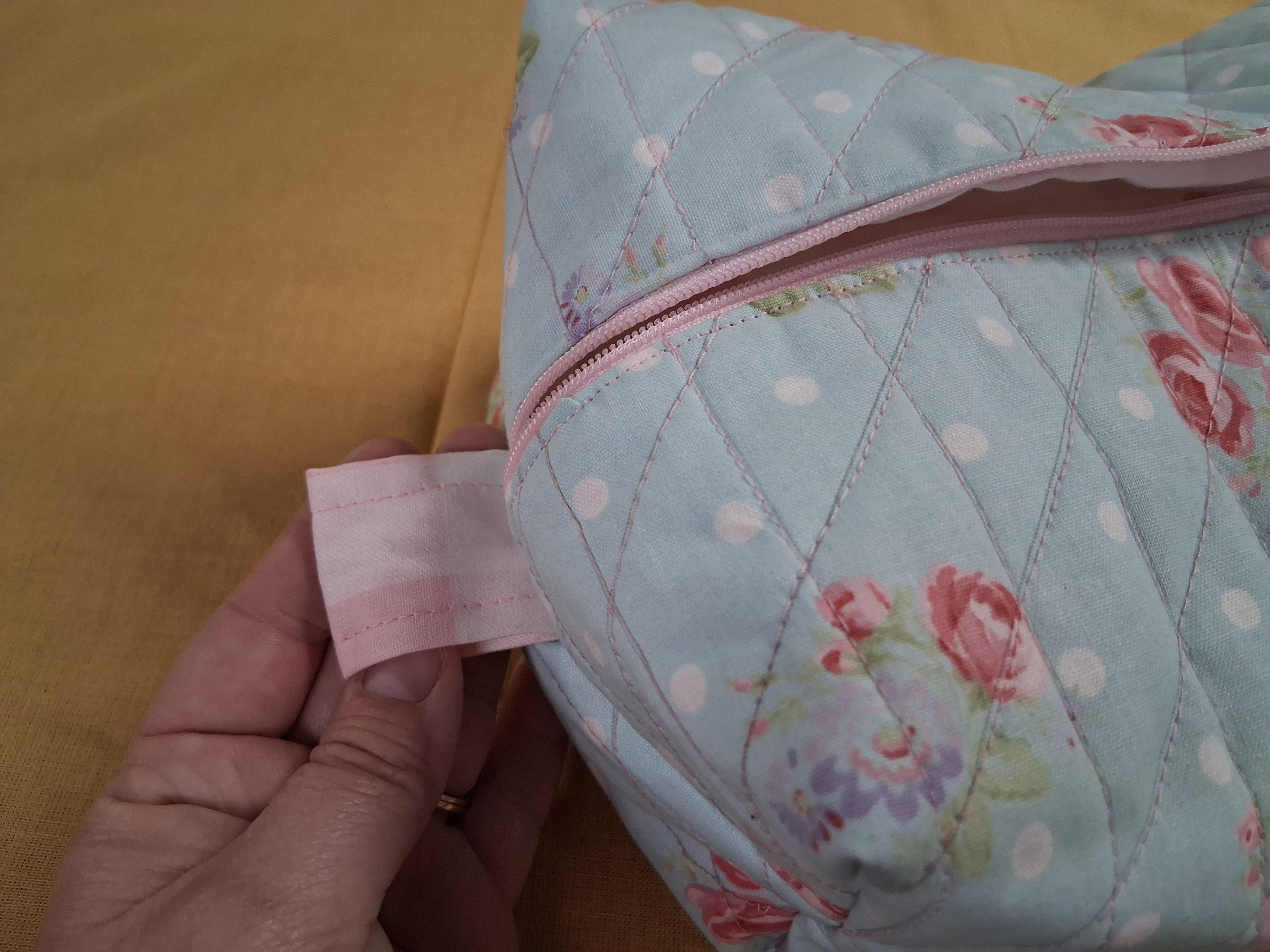 The Peony / Pink Gingham Cosmetic Bag / Large Make-up Bag