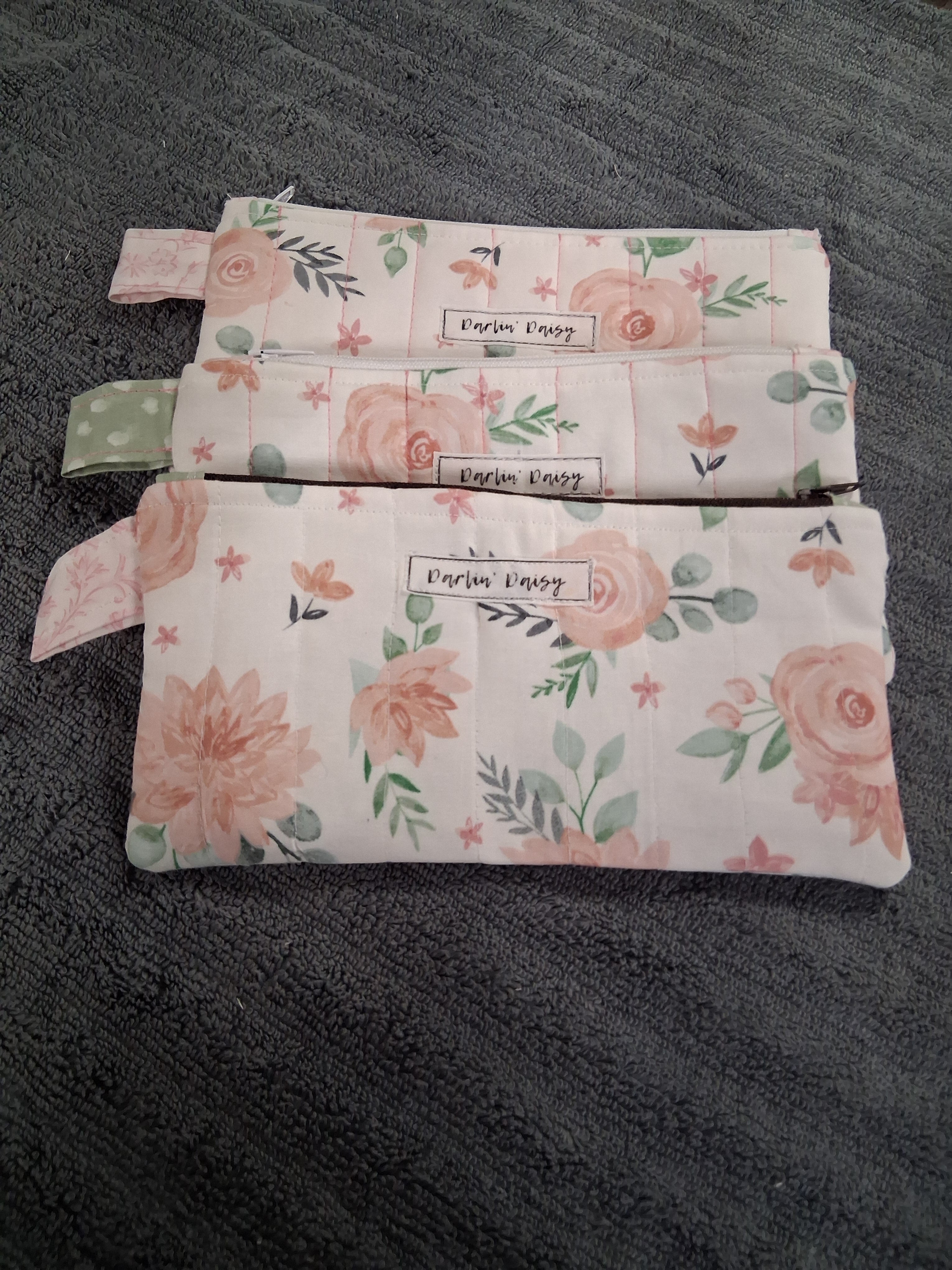 The Gracie Pencil Pouch / Green Polka Dot / Pencil Organizer / Brown Zipper