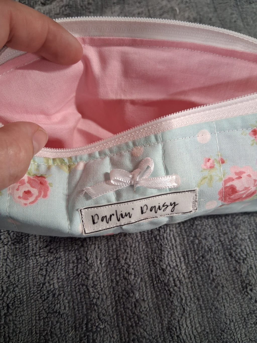 The Peony Pencil Pouch with Bow / Pink / Pencil Organizer