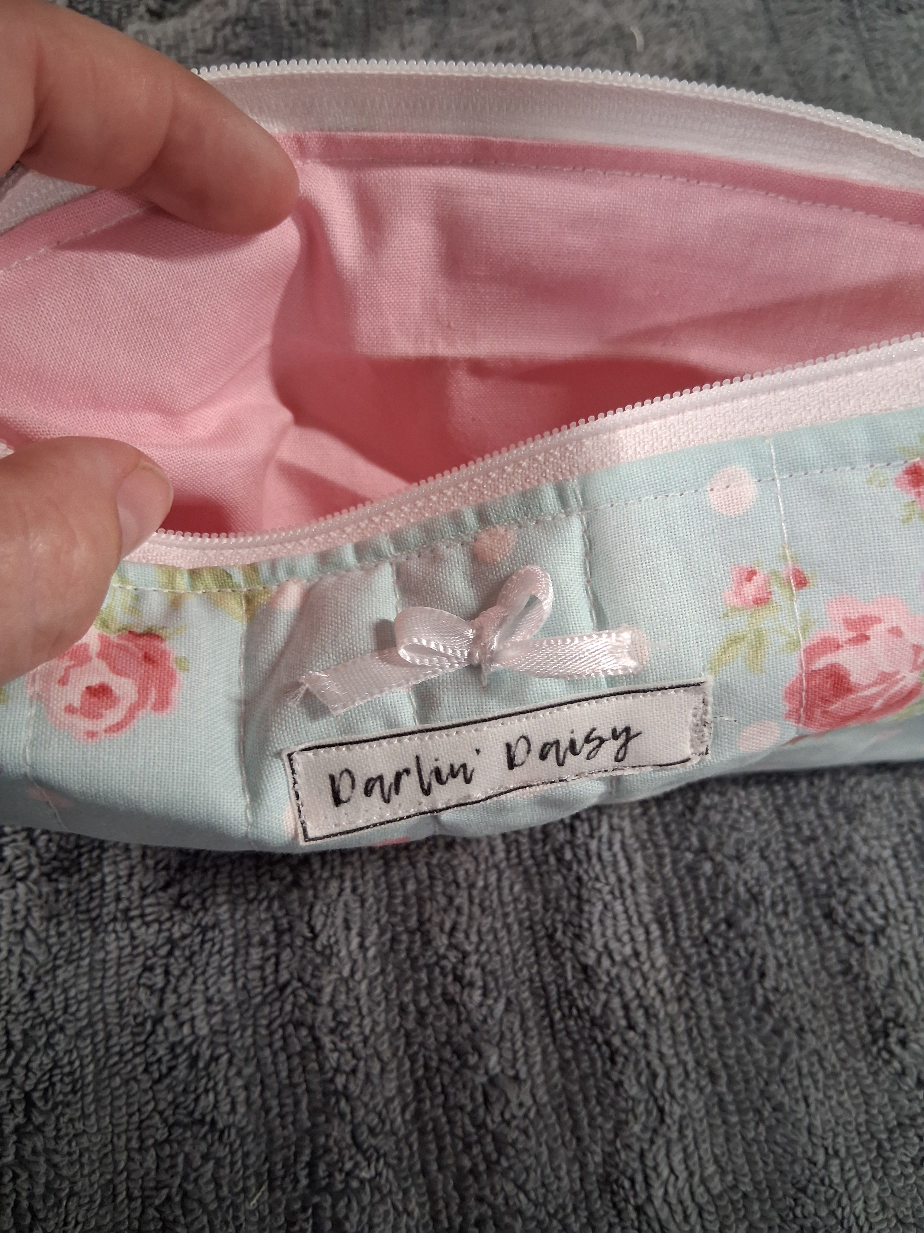 The Peony Pencil Pouch with Bow / Pink / Pencil Organizer