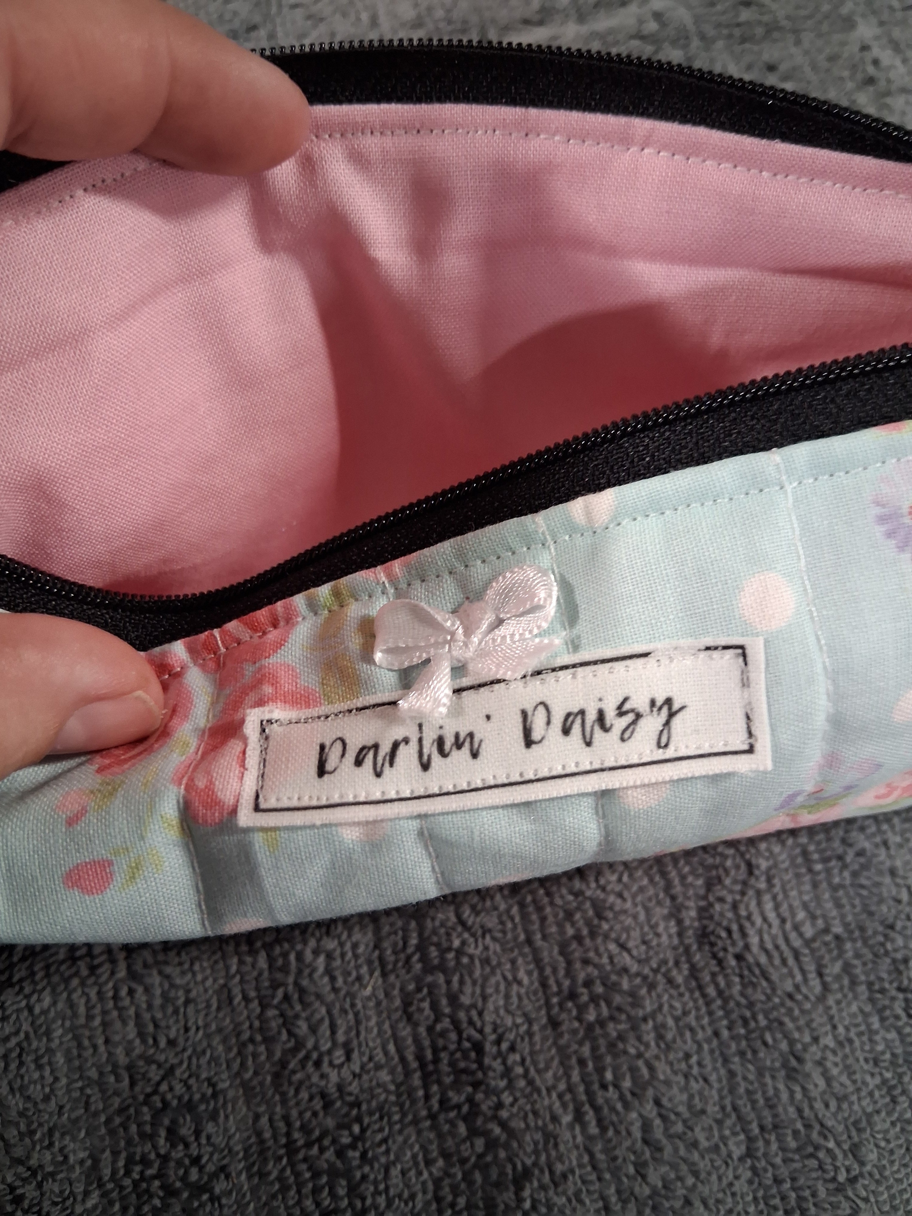 The Peony Pencil Pouch with Bow / Pink / Pencil Organizer