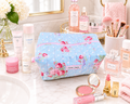 The Peony / Pink Gingham Cosmetic Bag / Large Make-up Bag