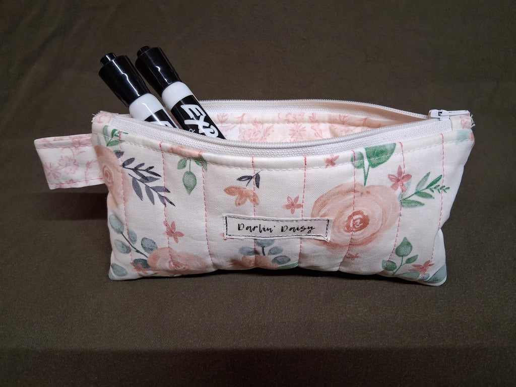 Blush Blossom Pencil Pouch/ Pencil Organizer